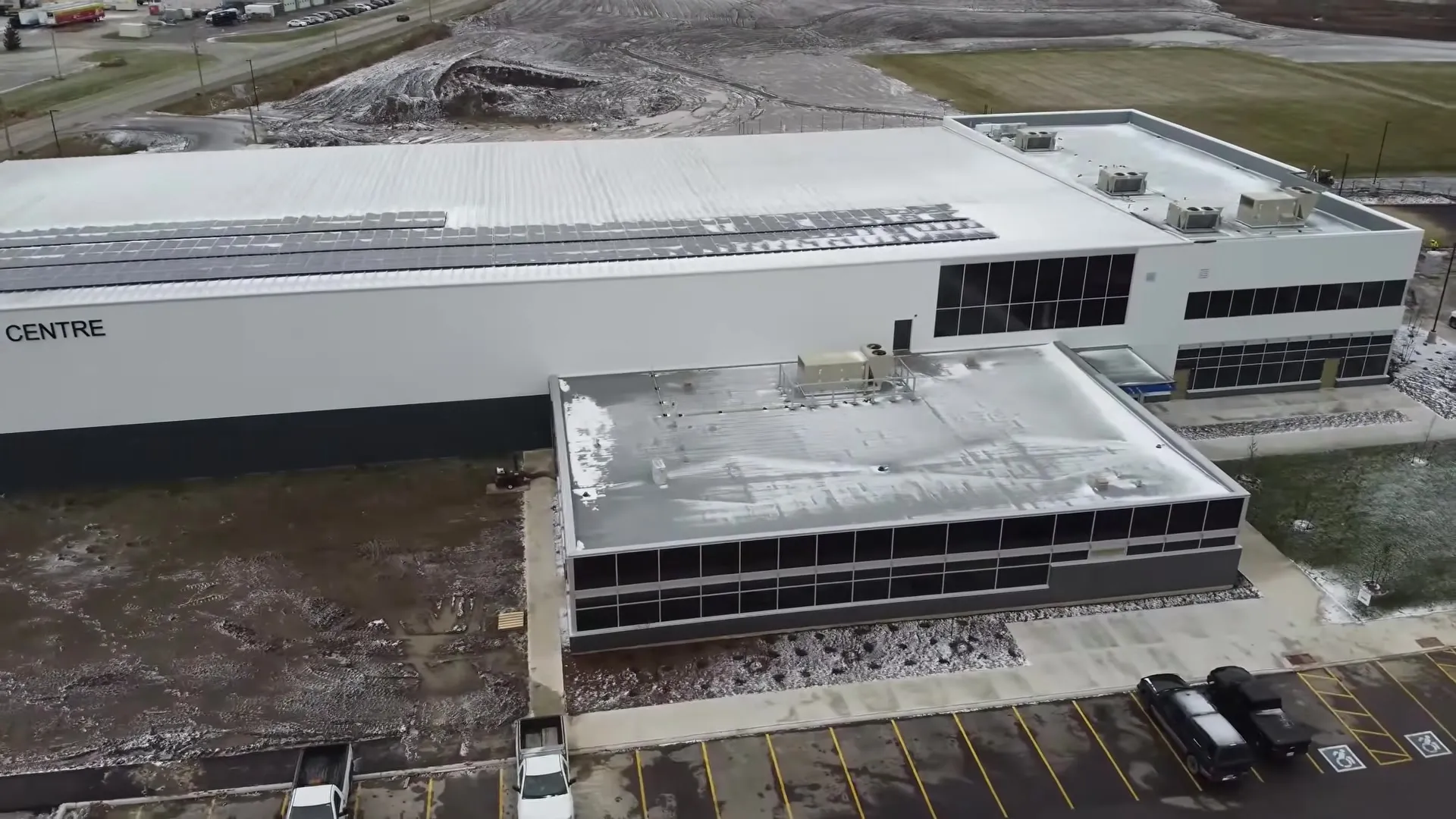 Aerial view of the Bill Gies Recreation Centre in the Township of Wellesley, Ontario